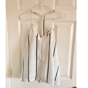 Peppermayo White and Black Striped Tank Top